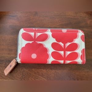 Orla Kiely Wallet in Red Cutout Wildflower Pattern